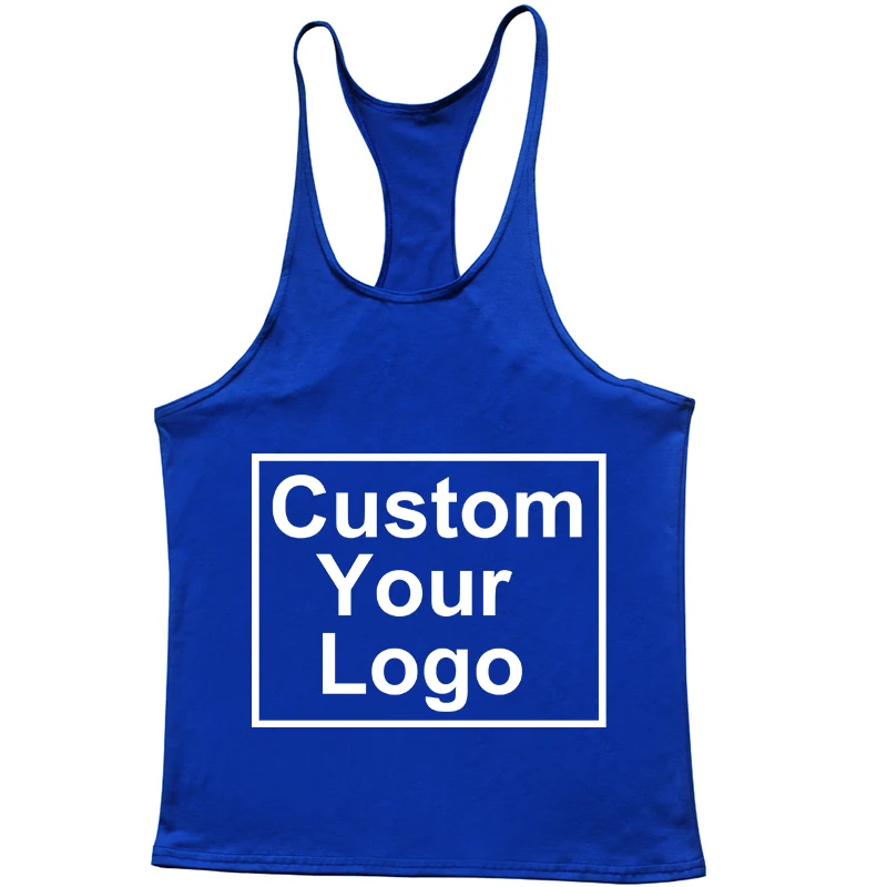 Customized Logo Men\'s Gym Exercise Fitness Tank Top Y Back Fitness Lightweight Shoulder Strap Muscle Stringer Fitness T-shirt