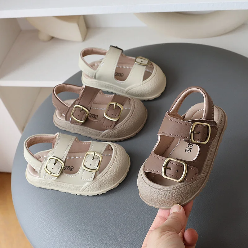 Korean Style Sport Sandal for Children Summer Toddler Shoes Soft-soled Non-slip Student Beach Sandals for Kids Boys Girls H05303