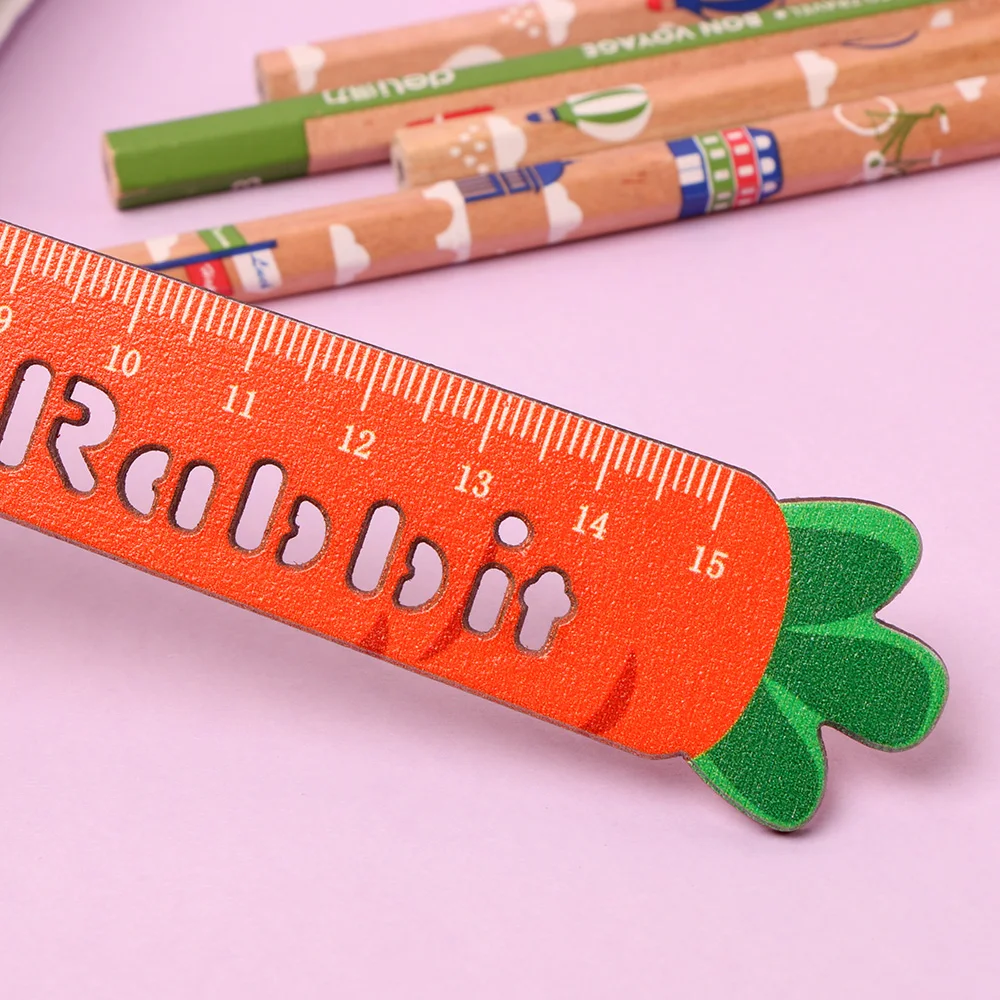 1pc Cartoon Carrot Ruler Student Office Tool Cartoon Art Drawing Tool Measuring Stationery