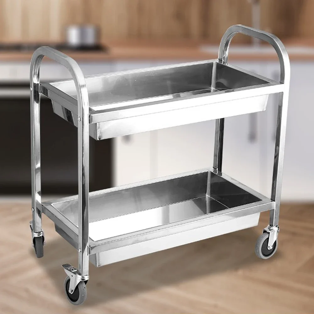 High Quality Custom Design 3 Tiers Stainless Steel Service Trolleys Serving Kitchen Trolley