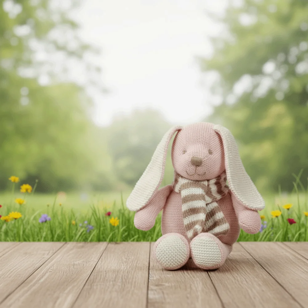 Nordic Style Handmade Knitted Rabbit Mini Size Soft Cotton Crochet Long-legged Cartoon Style Stuffed Bunny Sleeping