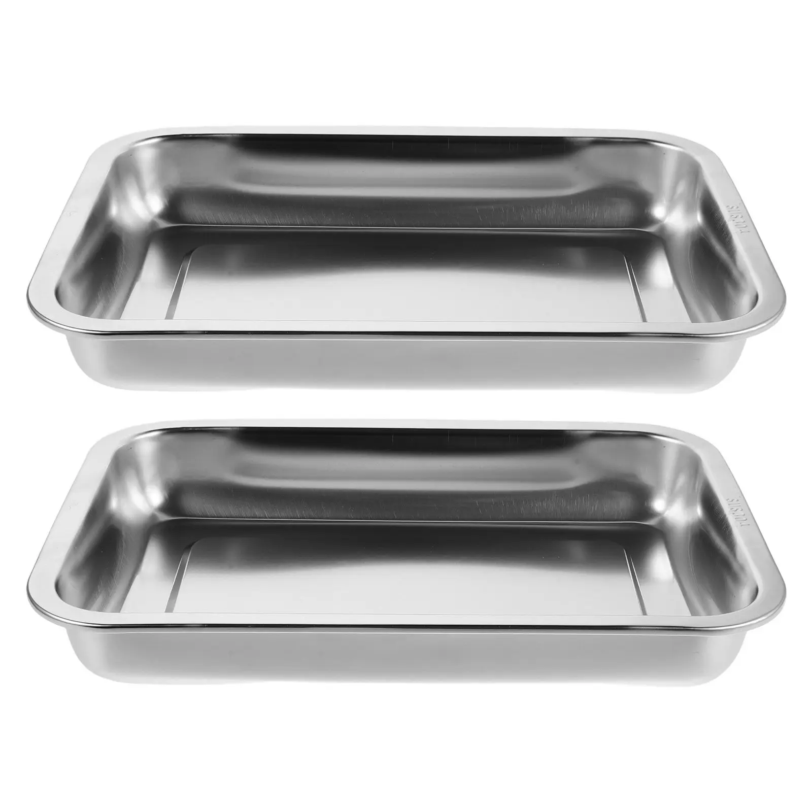 2 Peças Caixa de Areia para Gatos em Aço Inoxidável, Bandeja Metálica Profunda com Laterais Altas, Aberta, para Uso Interno, Fácil de Limpar, Reutilizável, Suprimentos para Higiene de Animais de Estimação