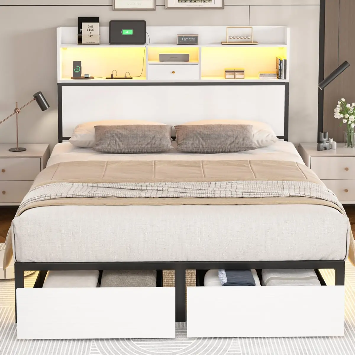 Queen Bookcase Bed …