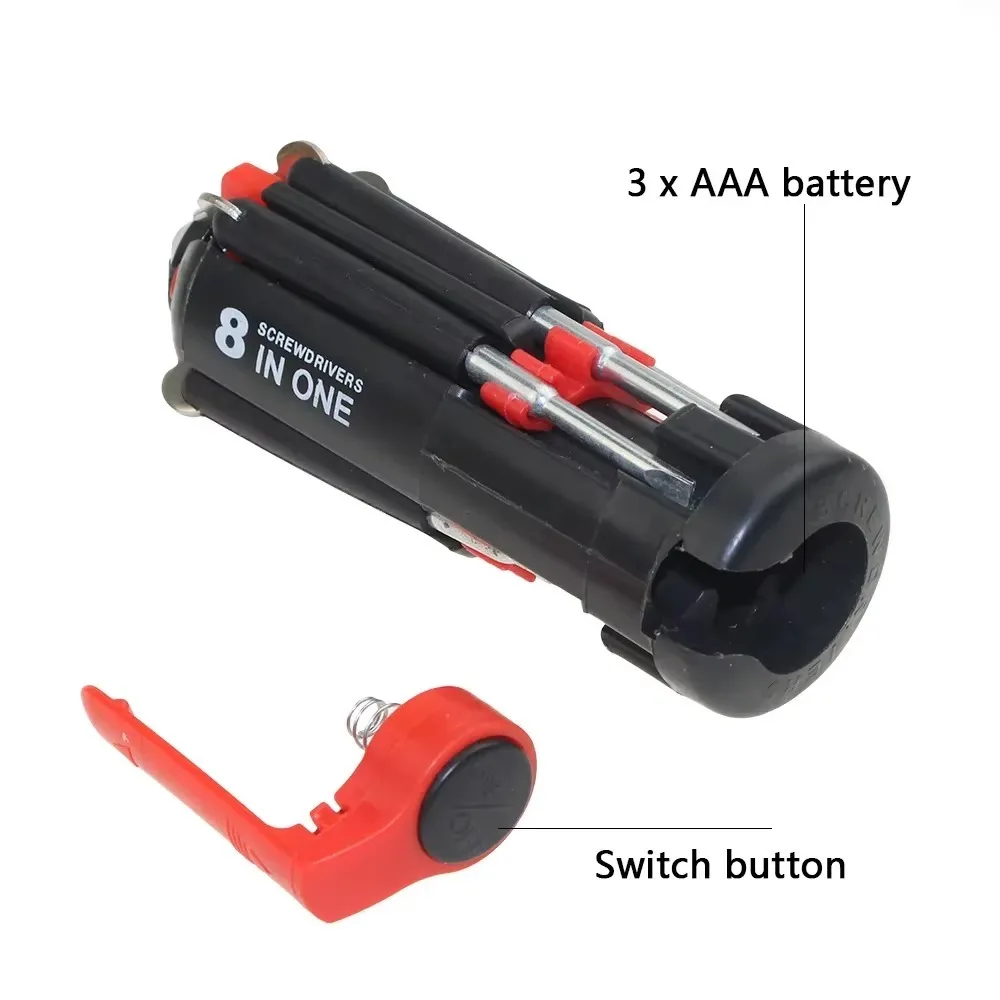 

8 in 1 Slotted Phillips Screwdriver with LED Light Household Repair Tool Folding Screwdriver Bits Multitool