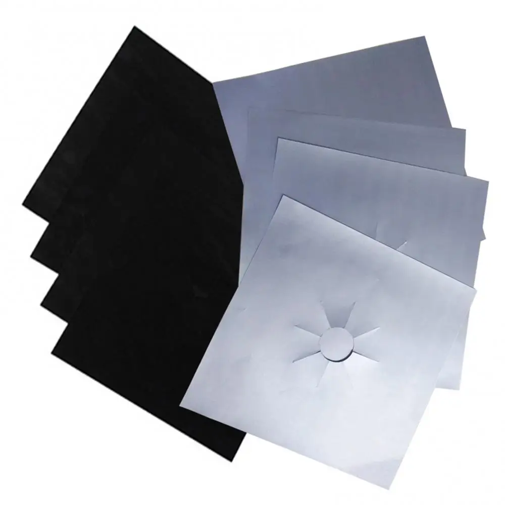 4 Pcs Square Foil Gas Hob Protector Liner Reusable Easy Clean Protection Pad Gas Stove Stovetop Protector Kitchen Accessories