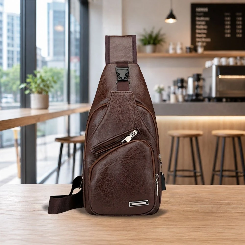 1pc Men's Chest Bag with Adjustable Strap & Zipper Closure,Multifunctional Crossbody Shoulder Bag Suitable for Daily Commuting