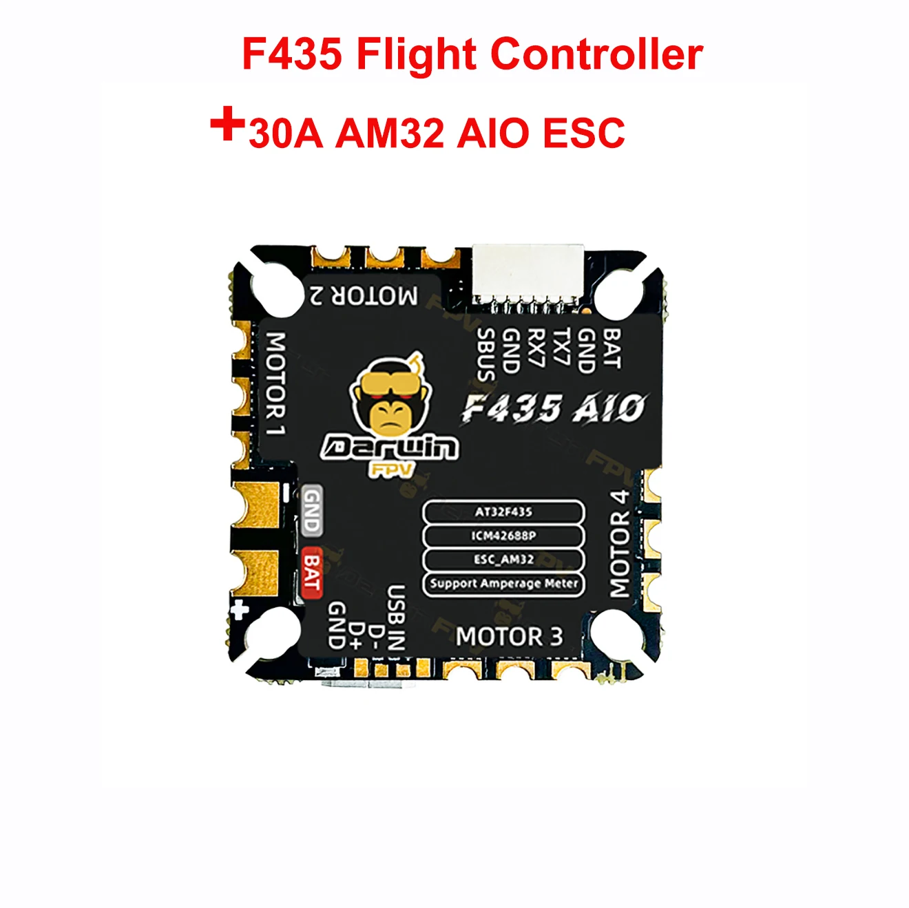 DarwinFPV Waterproof Cement Series Ultra-Durable F4 60A Flight Controller Stack F435 30A / 45A AM32 AIO F4 60A MPU6000 thumbnail 4
