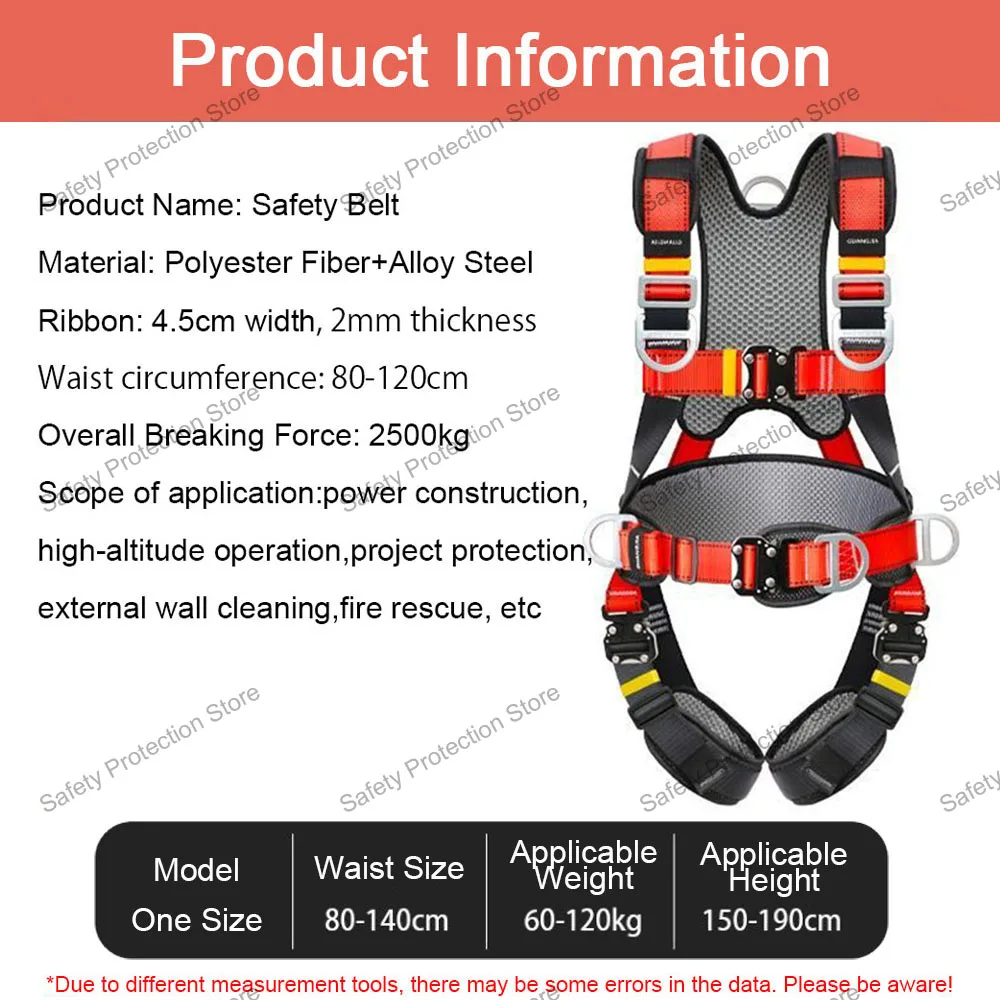 Five-point High Altitude Work Safety Harness Full Body Safety Belt Rope Outdoor Climbing Training Construction Protect Equipment