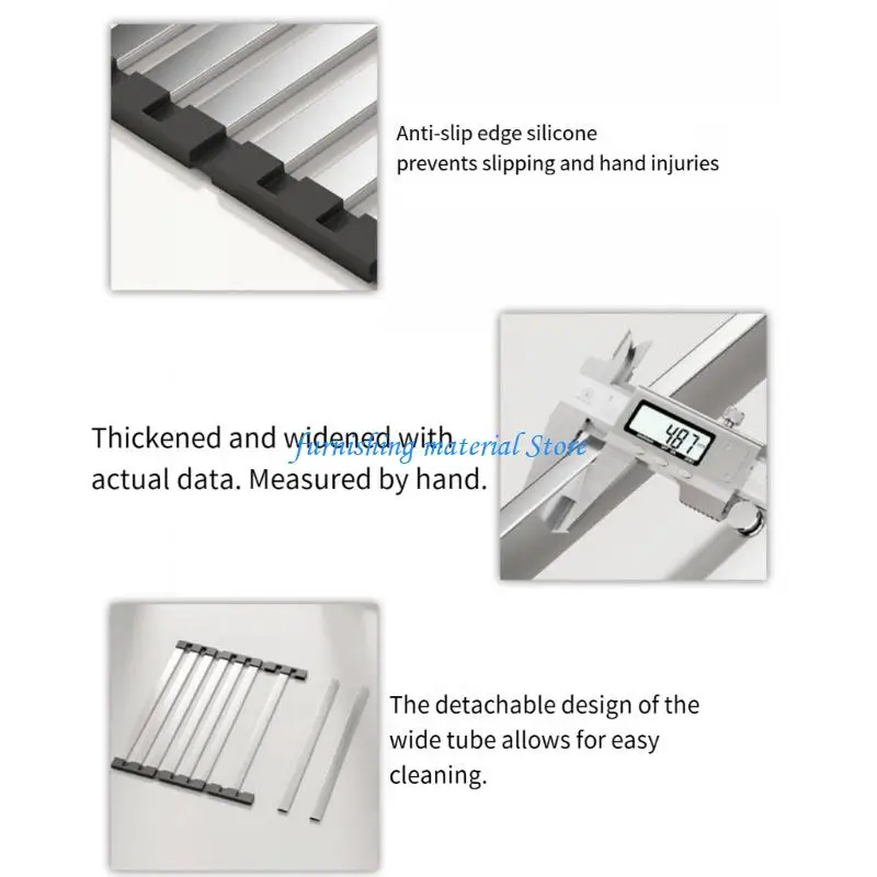Y5GD Heavy Type 304 Rustless Steel Sink Rack Kitchen Dish Drainer With Regulable Length for Drying Dishes Cookware