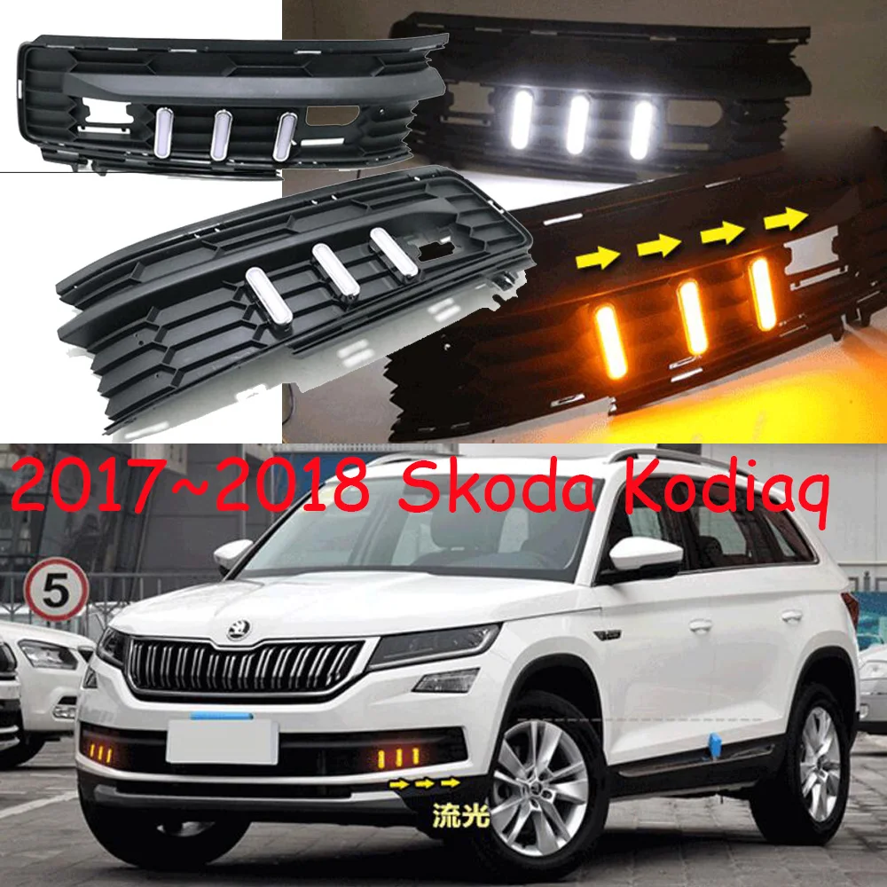 car bumper headlight for Skoda Kodiaq daytime light 2017~2018y DRL car accessories LED headlamp for skoda Kodiaq fog light