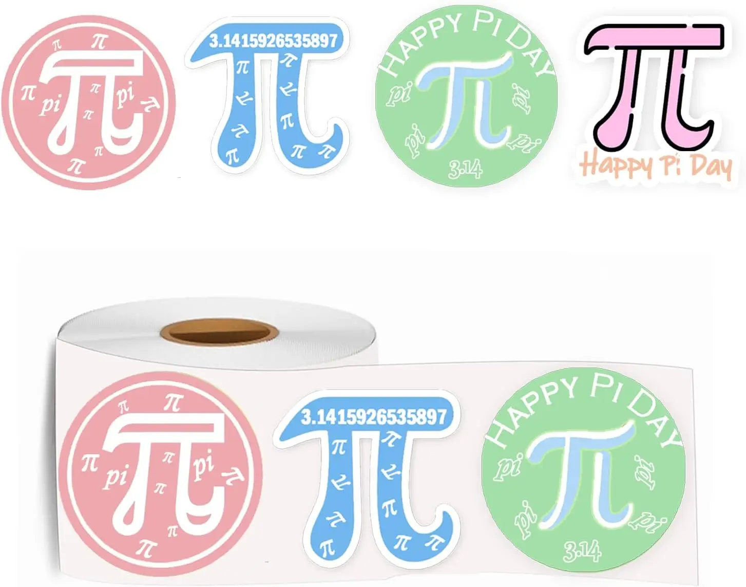 500 Pcs Pi Day Stickers 2 Inch March 14th π Day Sticker Math Theme π Self-Adhesive Sticker