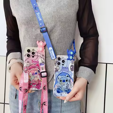 Pacifier Stitch For Samsung Galaxy S8 S9 S10 S20 S21 S22 S23 S24 S25 Plus Ultra FE Note 8 9 10 20 Case With Holder Rope