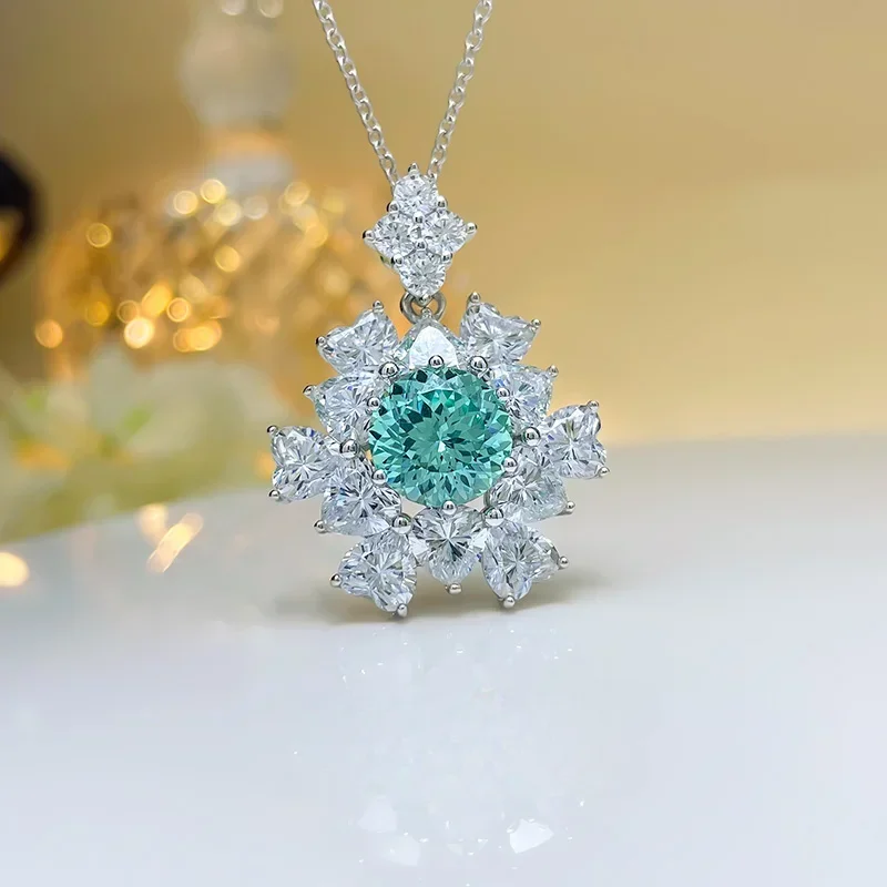 

Женское ожерелье из серебра 100% пробы с импортным высокоуглеродистым бриллиантом