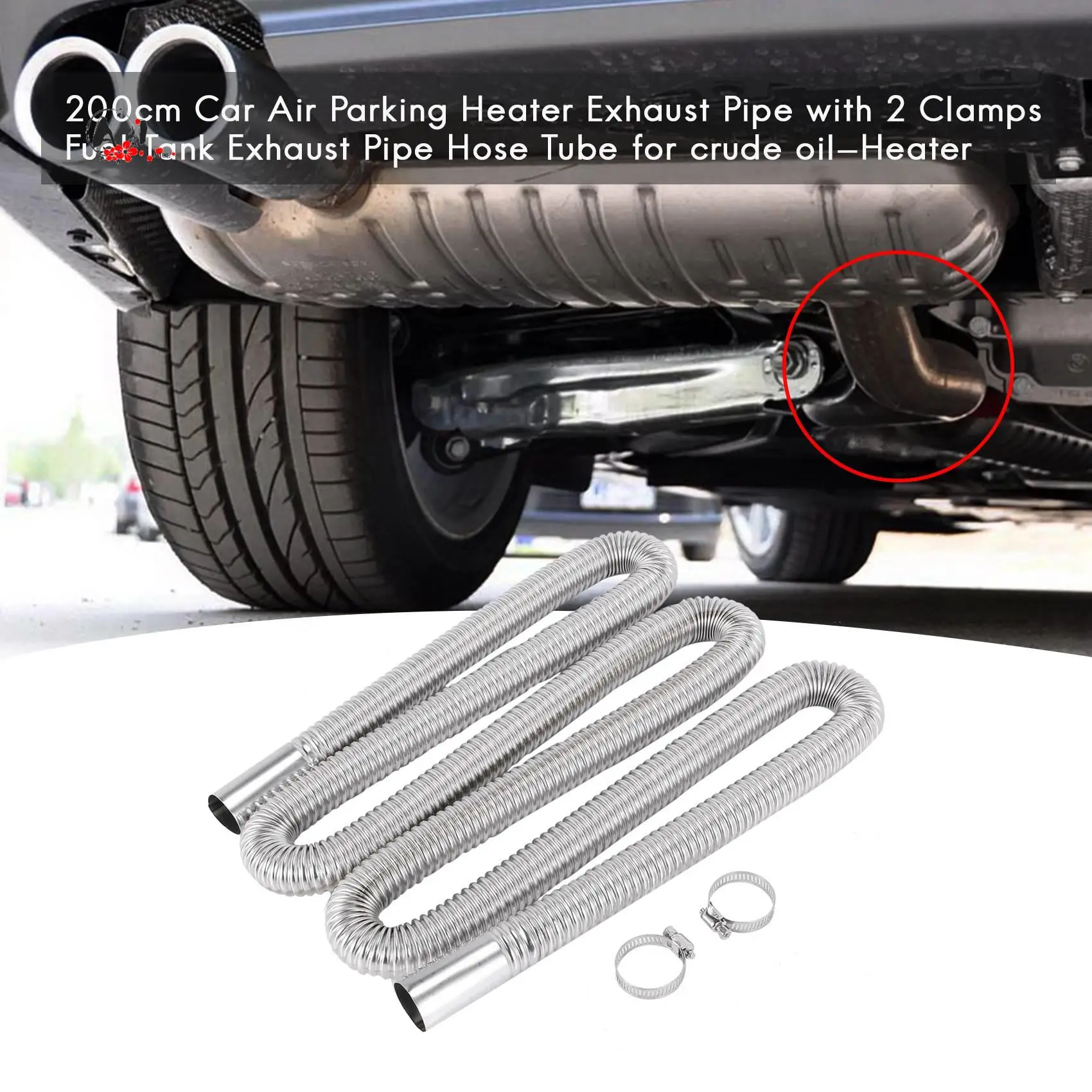 

A10E-200Cm Car Air Parking Heater Exhaust Pipe With 2 Clamps Fuel Tank Exhaust Pipe Hose Tube For Crude Oil-Heater