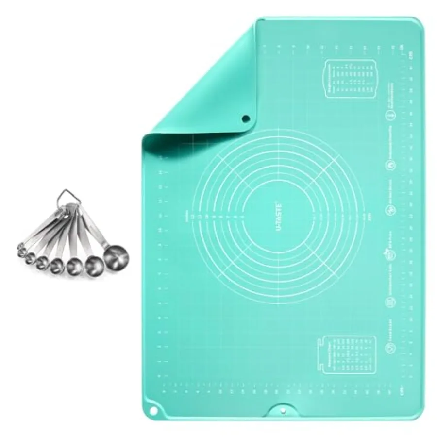 

Набор мерных ложек из нержавеющей стали 18/8 для сухих и жидких ингредиентов (набор из 8 шт.), большой силиконовый коврик для кондитерских изделий 20 x 28 дюймов Foo