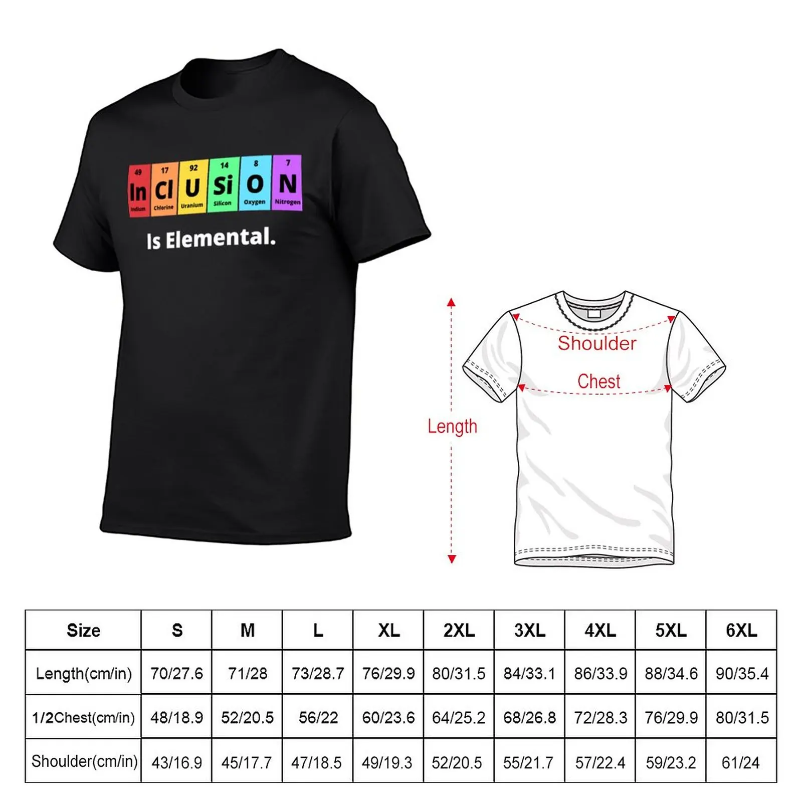 New Inclusion Is Elemental t-shirt, Indium Chlorine uranium silicon oxygen nitrogen is elemental T-Shirt