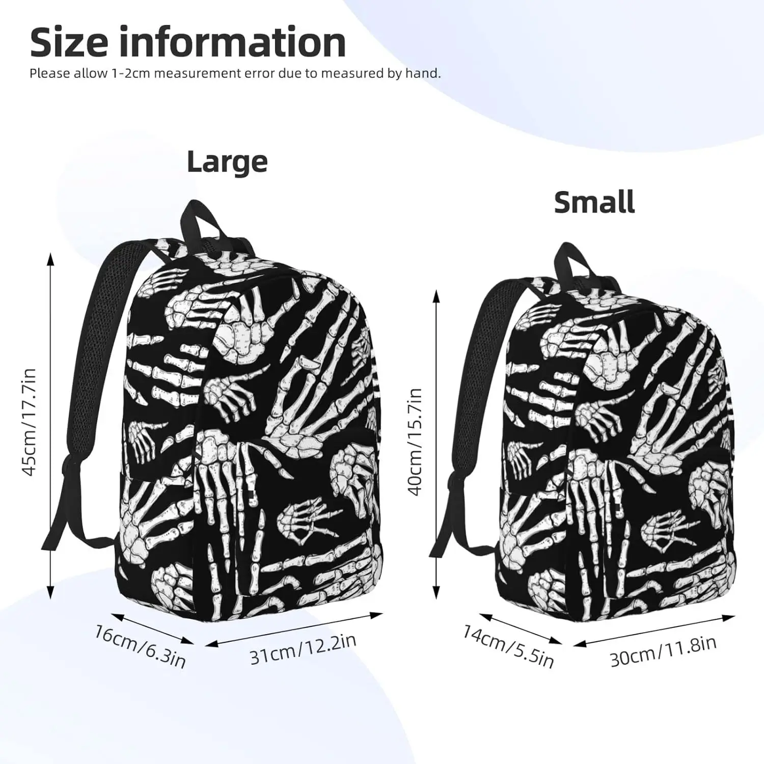 Backpack Casual Lightweight Halloween Skeleton Hands Laptop Backpack Men Women Travel Bag Outdoor Canvas Daypack