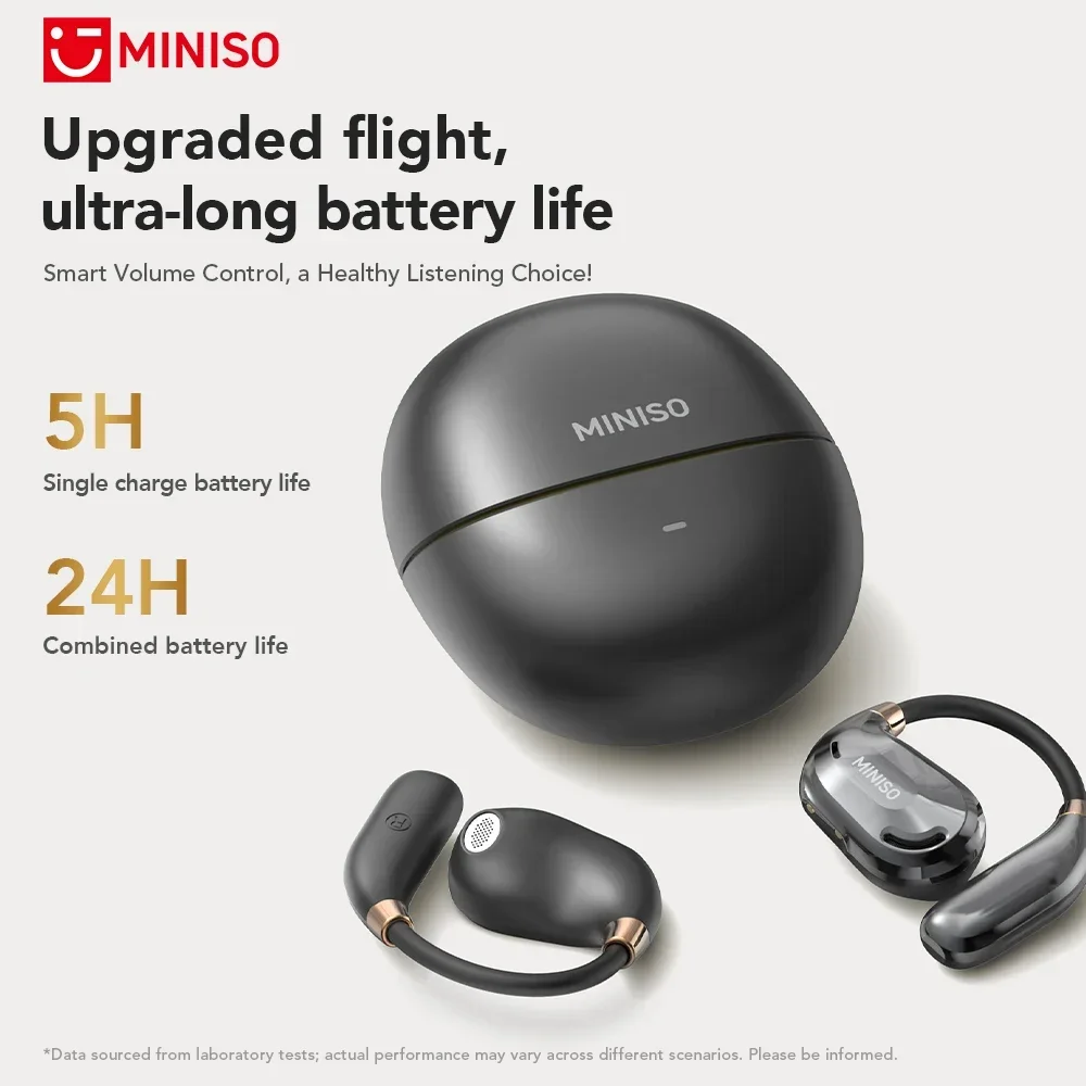 MINISO MS209 سماعات بلوتوث AI سماعات لاسلكية OWS مع ميكروفون للحد من الضوضاء خطافات أذن مترجم سماعات أذن منخفضة الكمون