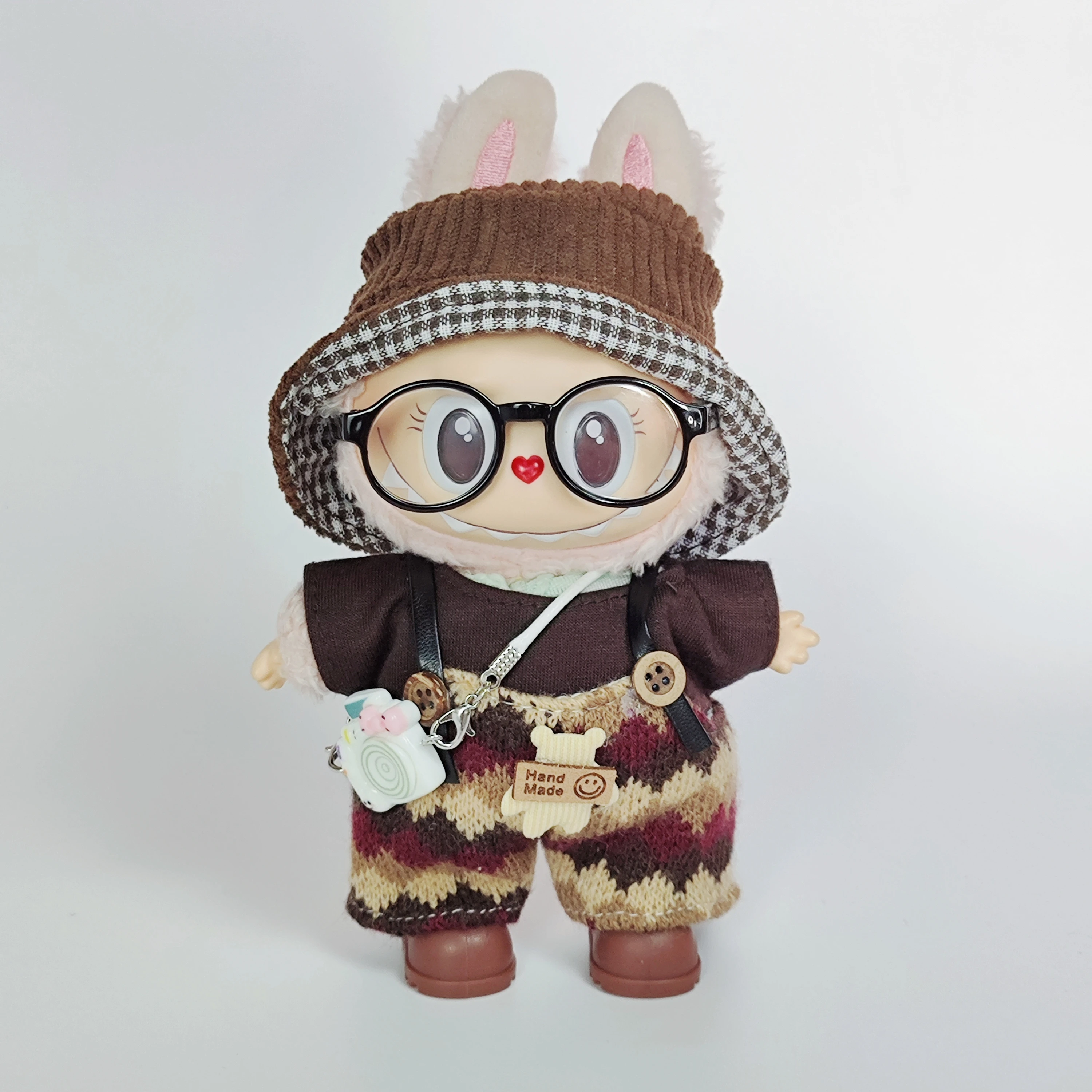 17cm Mini peluche poupée vêtements tenue accessoires pour corée Kpop Labubu idole assis fête V1 V2 automne onesie chapeau ensemble vêtements