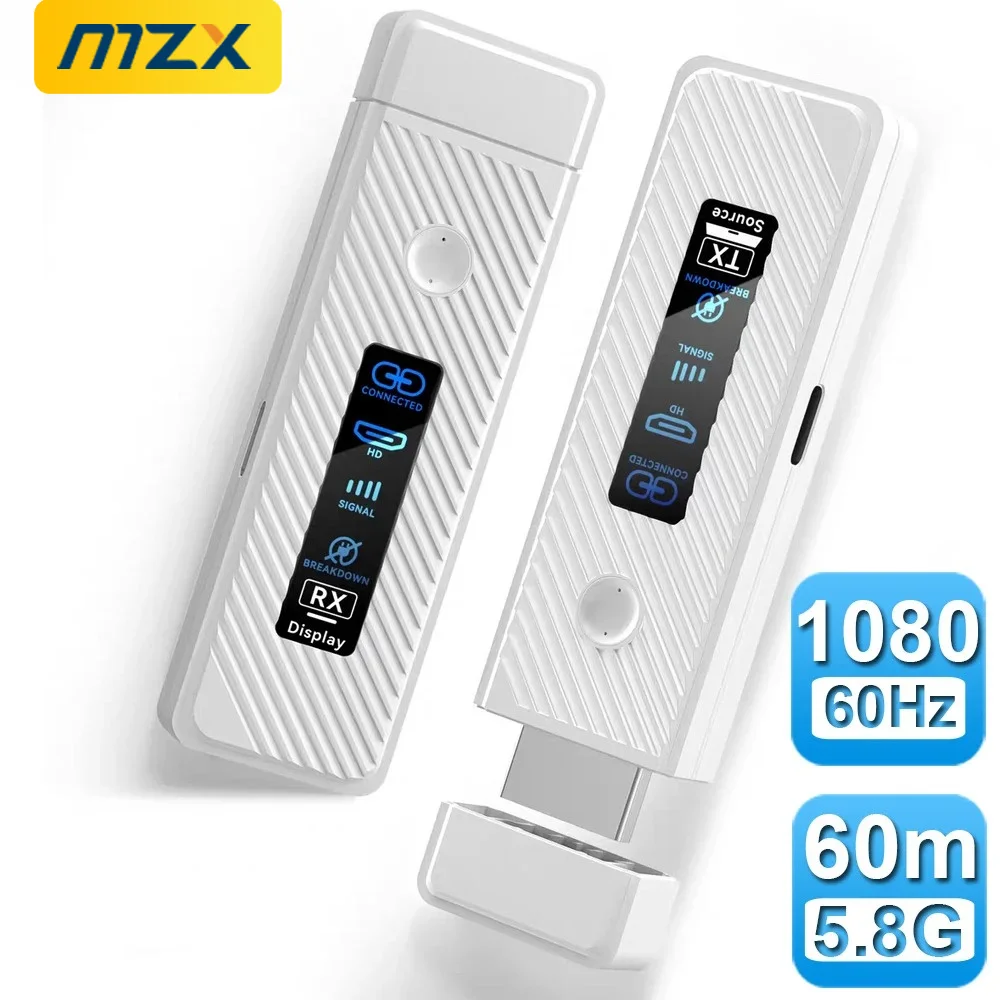 Беспроводной HDMI-совместимый комплект передатчика и приемника MZX 60 м, адаптер-донгл для ТВ, ПК, камеры, ноутбука, телевизора.
