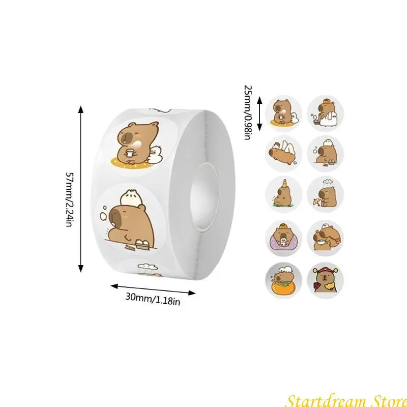 Belohnung Aufkleber Capybara Aufkleber Dekorativ Aufkleber Animal Sticker Rundaufkleber K92C