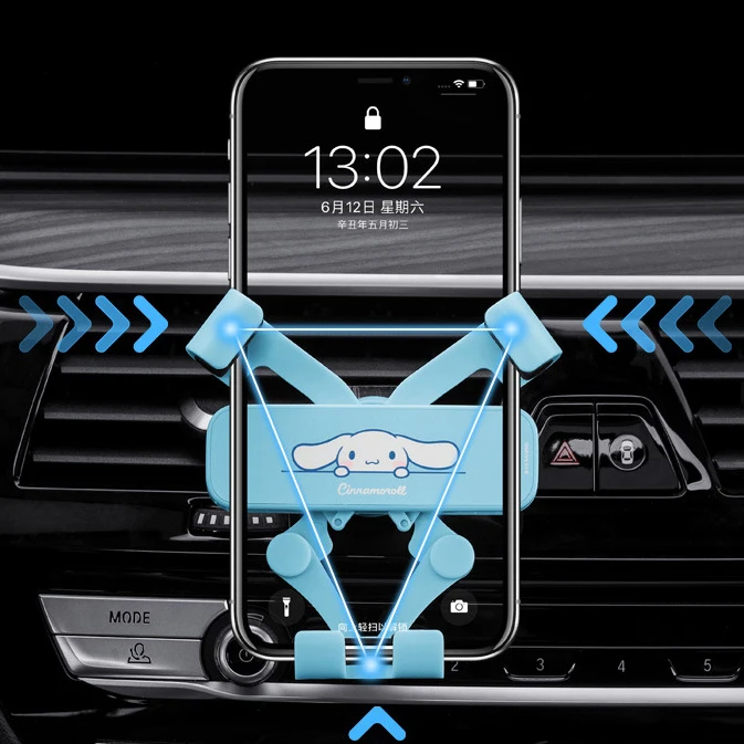 

Kawaii Sanrio Car Phone Holder Cinnamoroll Melody Cartoon 360 Rotation Stable Anti Slip Navigation Bracket Car Accessories Gifts