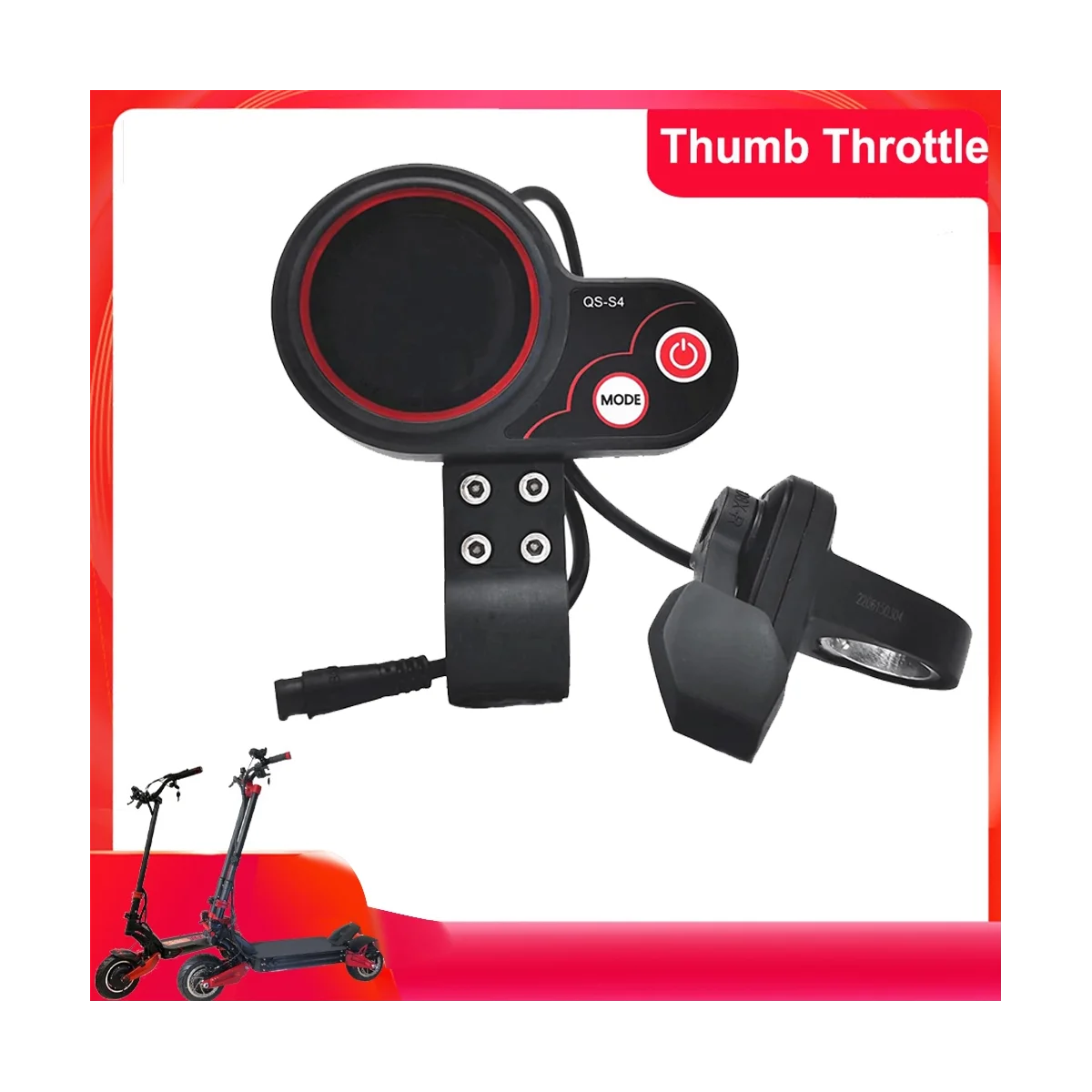 -S4 48V-60V Thumb Throttle LCD Display Kit for Zero 8 9 10 8X 10X Electric Scooter 6PIN Display Accessories