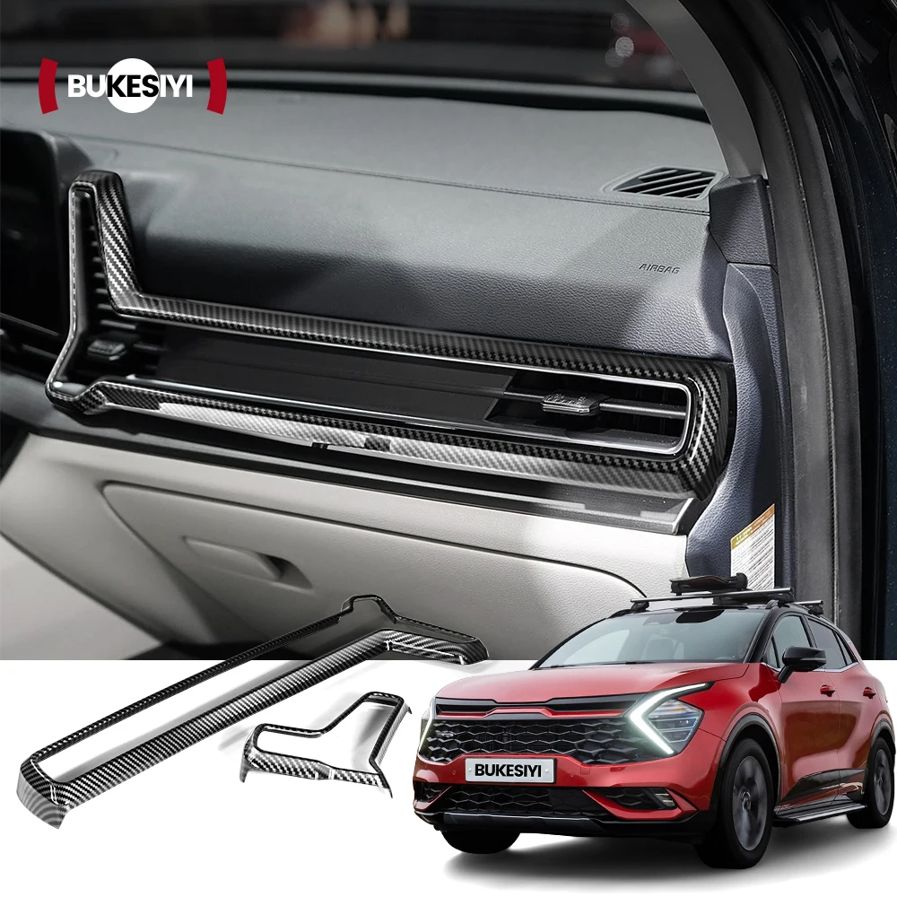 For Kia Sportage NQ5 5 2022 2023 2024 Left And Right Air Conditioning Vents Carbon Fiber Frame Interior Trim Protection Sticker