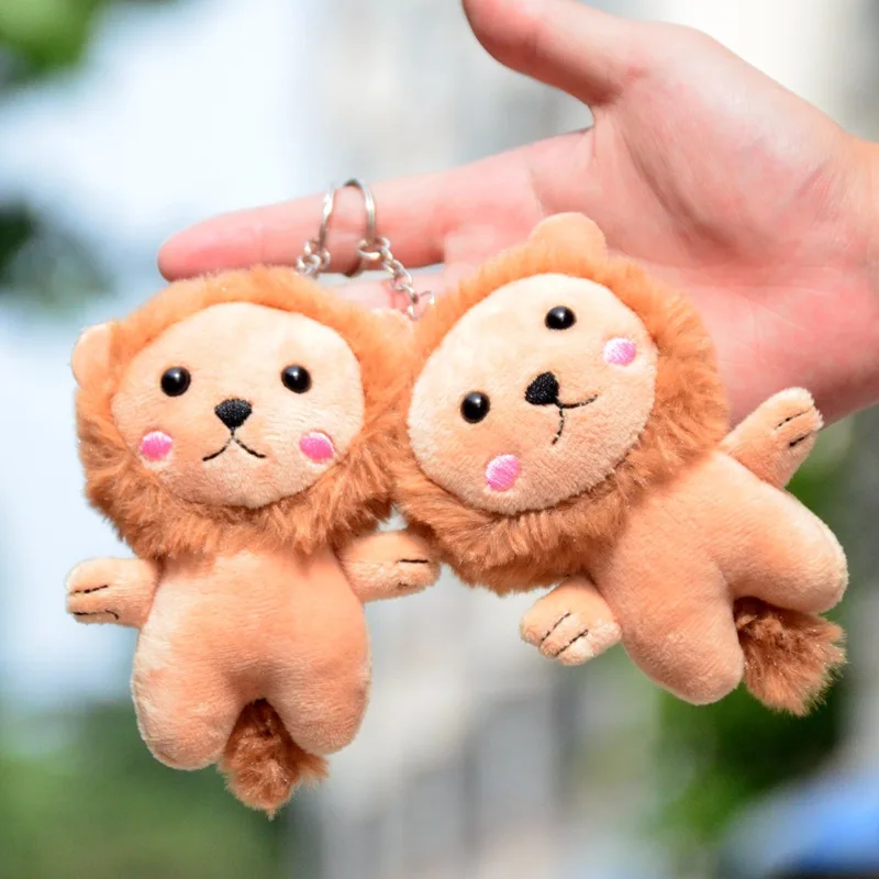 1 Pcs Small Lion Pendant Ins Tide Bag Charm Plush Simulation Small Lion Keychain Bag Ornament Plush Doll Holiday Gift To Friends