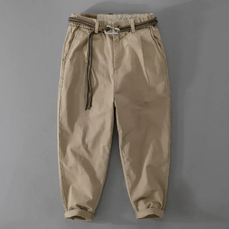 

Spring Autumn Streetwear Cargo Pants Men Japanese Style Harem Pants Man Elastic Waist White Pants with Belt Youth Baggy Pants