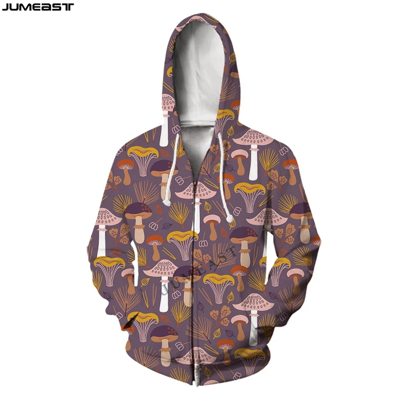 

Jumeast Men's Clothing Women 3D Wild Mushroom Camouflage Oversized Coat Streetwear Jacket Pullover Fashion Spring Autumn Hoodies