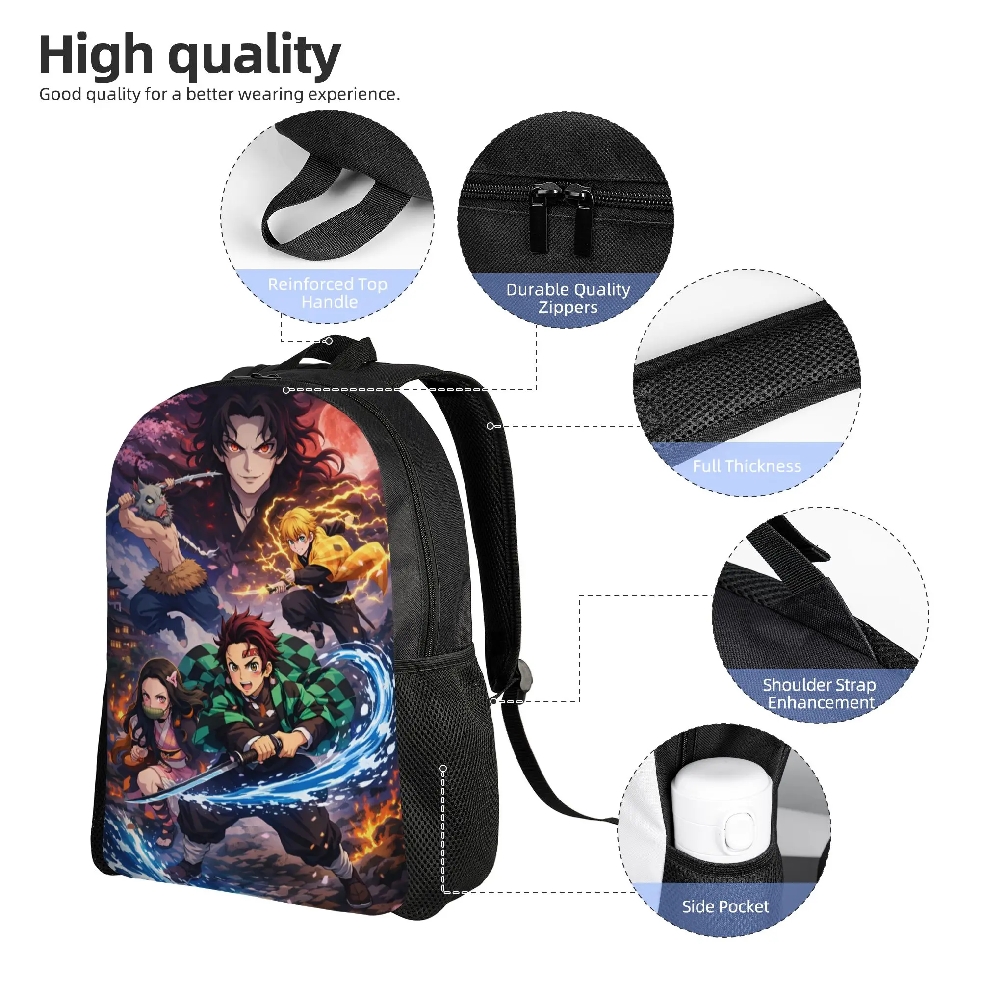 D-Demons Slayers Travel Backpack Women Men School Laptop Bookbag Kimetsus No Yaibas Cartoon Anime College Student Daypack Bags view 5