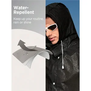 مقنع مقاوم للماء للرجال والنساء ، سميك EVA مقاوم للماء للبالغين ، مقاوم للماء في الهواء الطلق ، ملابس المطر ، أغطية التخييم أفضل 12 معطف واق من المطر للسيدة - رقم 5