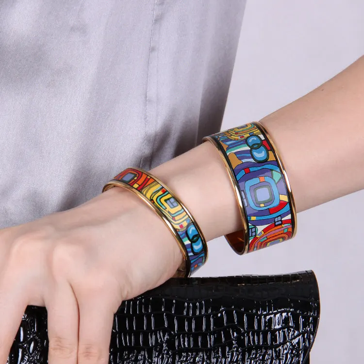 Cloisonne jewelry, hand-painted enamel, real gilded art style Mediterranean style bracelet