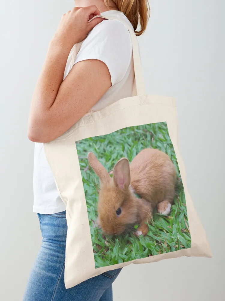 Small rabbit on the grass Tote Bag shopping bag logo Candy bags custom bags
