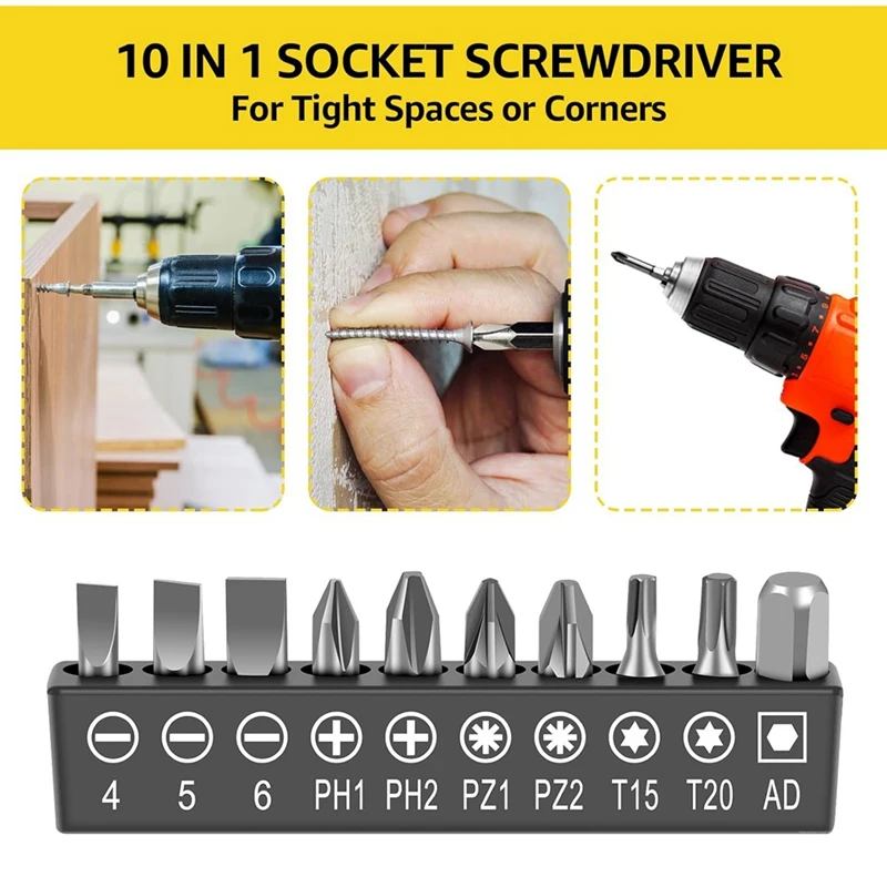 Kit de extensão de broca flexível ABSJ-30Pcs, acessório de broca de ângulo reto, adaptador de soquete rotativo, broca extensora dobrável