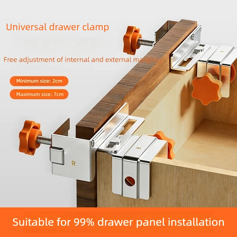 Upgraded Drawer Installation Clamp Stainless Steel Dual Panel Holder Large Drawer Face Fixing Jig Cabinet Assembly Locator