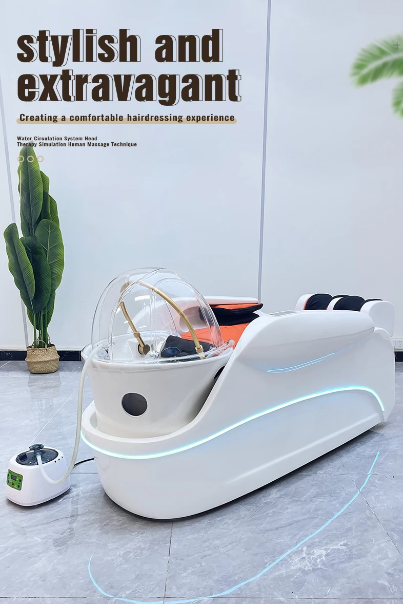 Premium Elektrisches Shampoo-Massagebett Kopftherapie Haar-Spa-Ausstattung Individuelle Lederfarbe für Salon – Detail 1