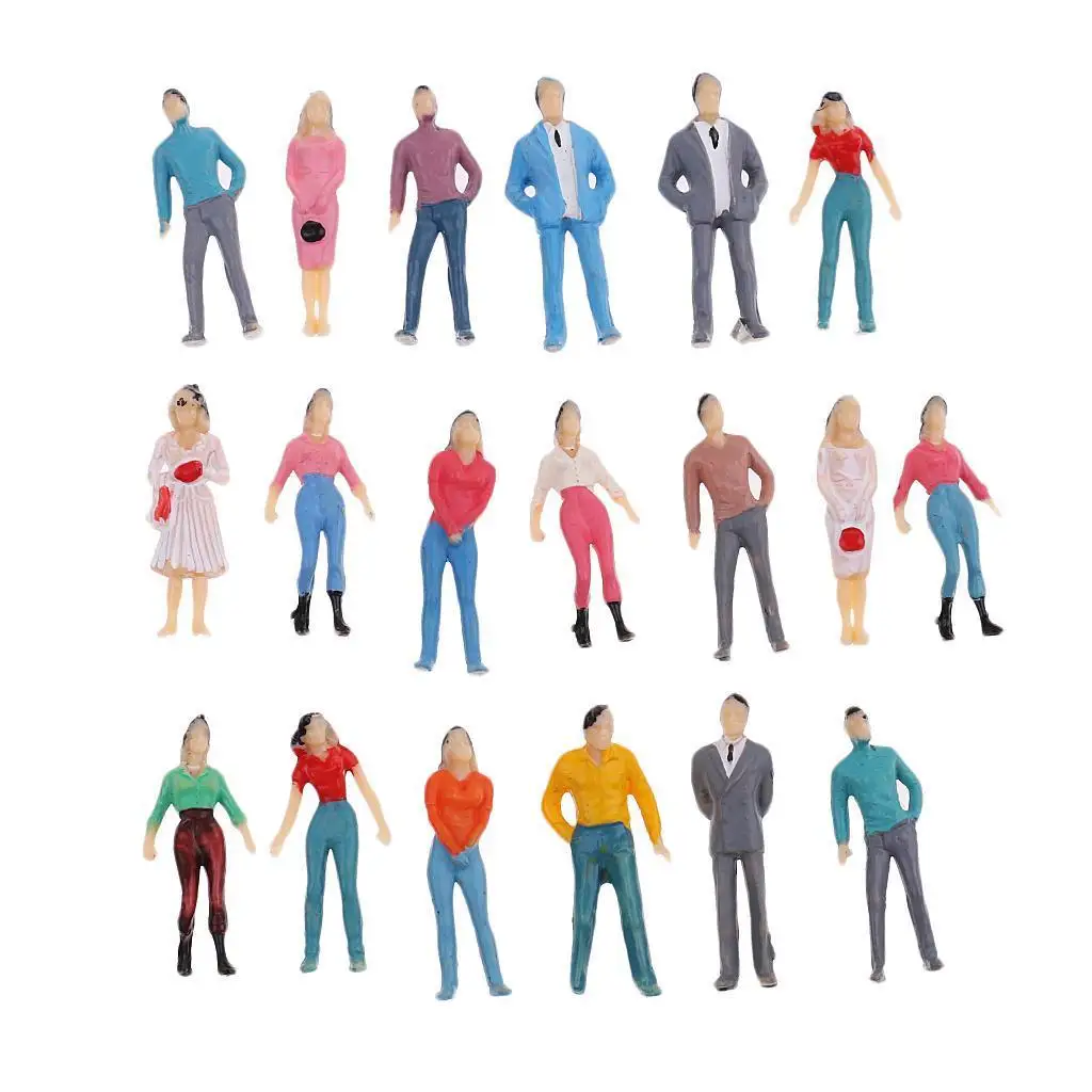Painted Figure Passenger Mix Lot Plastic Miniature HO Scale for Train Model Building HO Railroad Park Scene Decoration