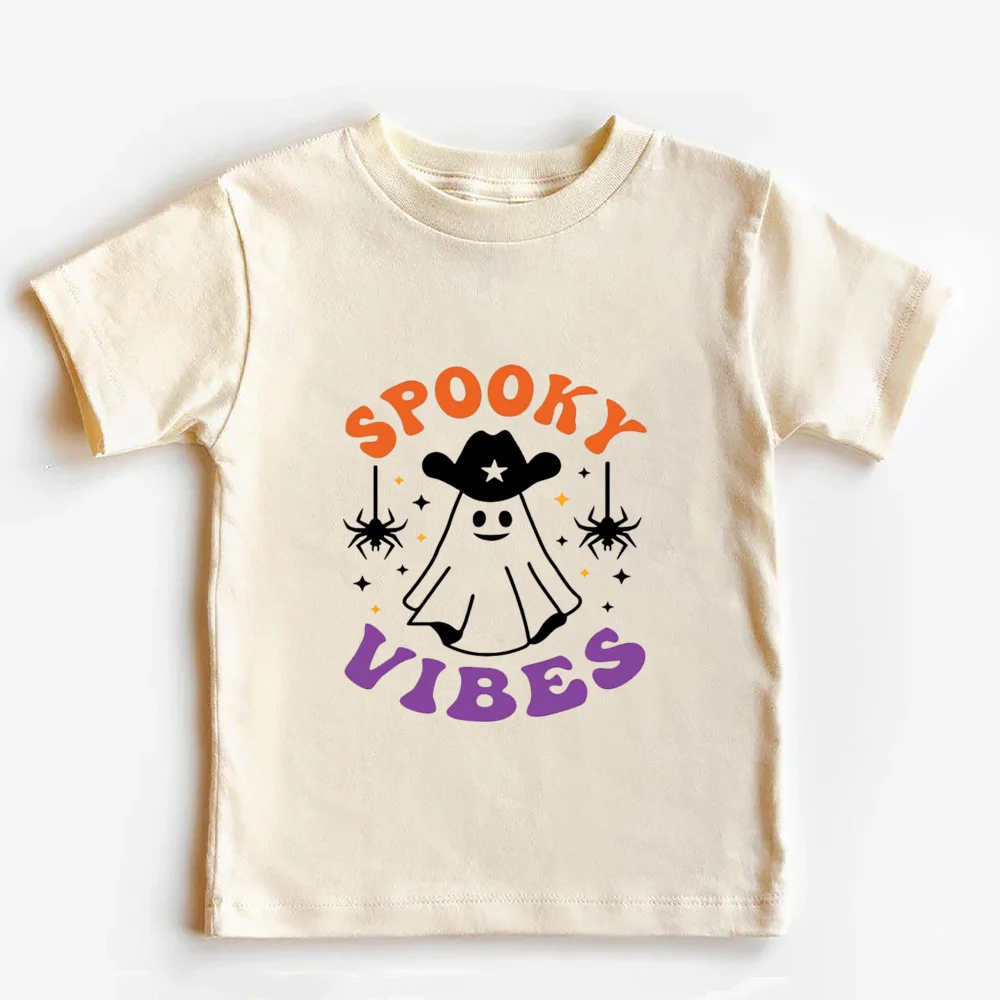 Spooky Babe Shirt Retro Cute Ghost Halloween Tee Trick or Treat Candy Outfit Toddler & Youth Natural T-Shirt Clothes