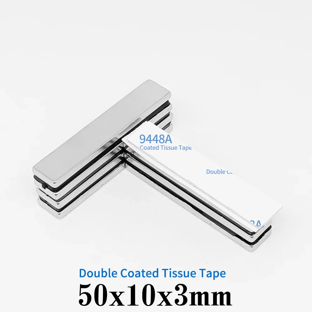 50x10x3mm Block Strong Powerful Magnets With 3M Tape 50*10*3 Long Quadrate Permanent Neodymium Magnet 50x10x3