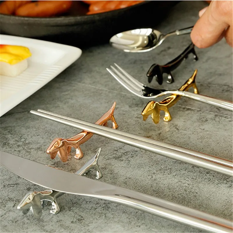 Chopsticks Tableware Stand Dog Shaped Metal Chopsticks Knife Fork  Storage  Pillow Rack Spoon Stand Home Kitchen Accessories