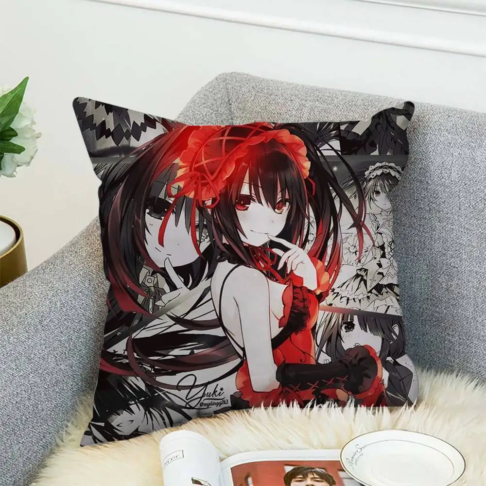 

AnimeTokisaki Kurumi Pillow Case Double-Sided Printing Cushion Cover 45x45 Decorative Cushions Sofa Home Decor Soft Pillowcase