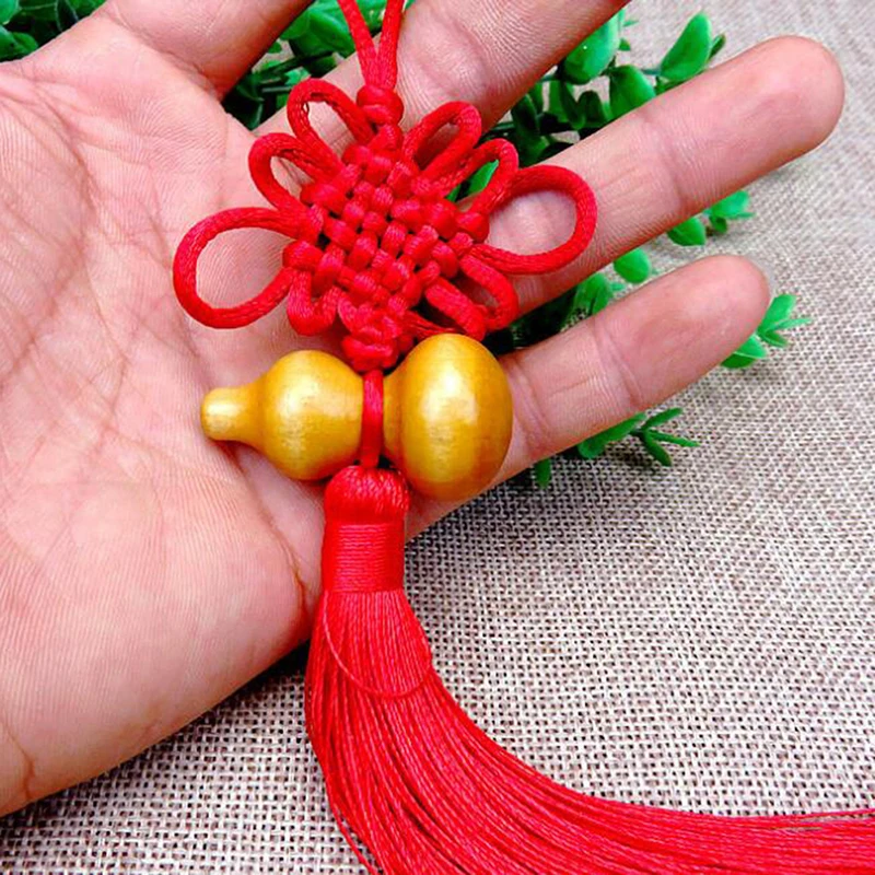 1PC Chinese Knot Feng Shui Wealth Success Copper Coins Lucky Charm Gourd Pendant Home Car Decor car decoration