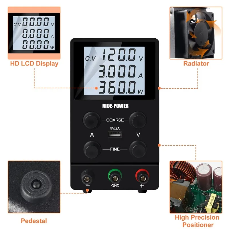التكنولوجيا الجديدة الطاقة Sps1203D 120V 3A Dc ينظم مختبر مقاعد البدلاء تيار مستمر التيار الكهربائي