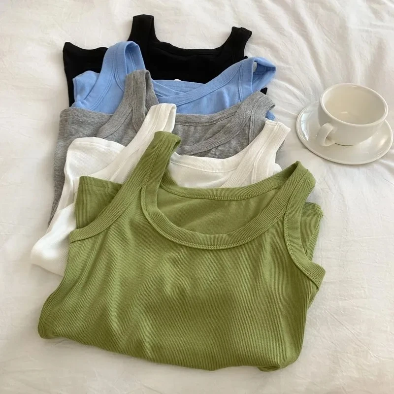 

plus Size Women's round Neck Vest Summer Inner Wear Base Shirt Korean Style Color Versatile Comfortable Fit Loose Type