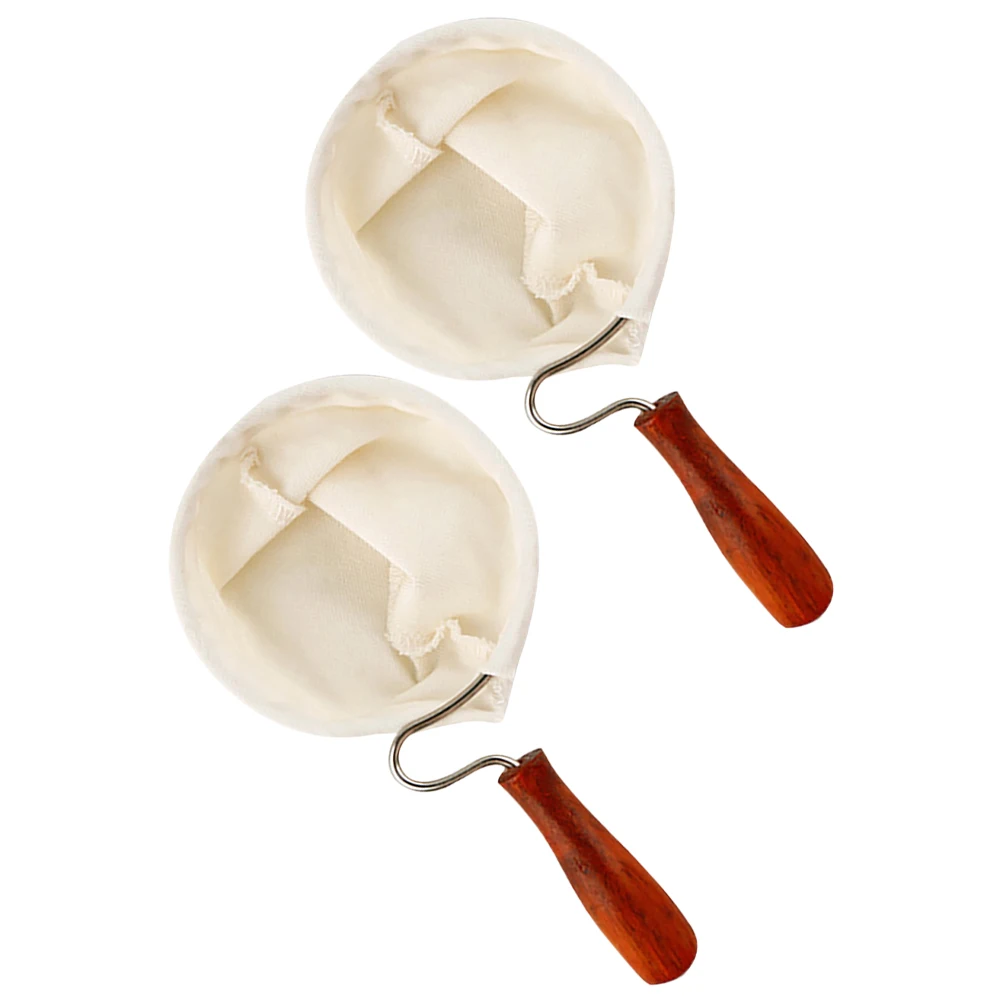 

2Pcs Coffee Filter Bags Reusable Washable Flannel Cloth Dripper with Wooden Handle for Camping Office Home Use