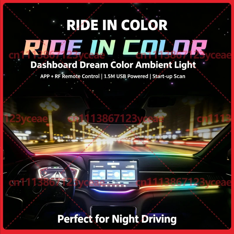For Auto USB RGB Startup Scan Dashboard Ambient Light Windshield Interior LED Decor Strip Hardware Repair Component