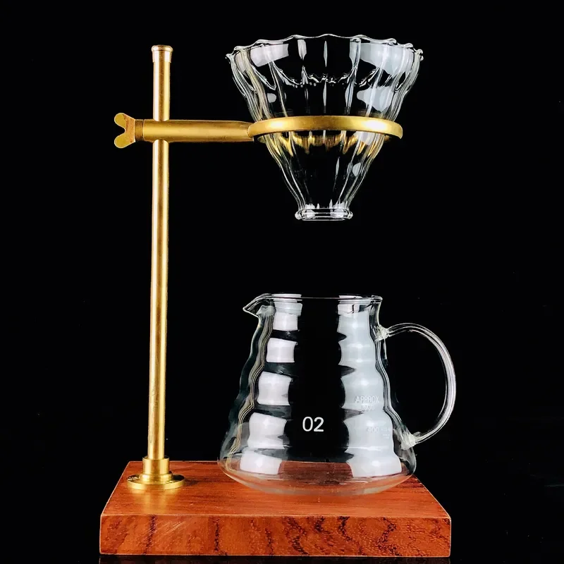 Pure Copper Coffee Filter Holder Stand Rosewood Hand Brew Rack Drip Brewing Support Base Kitchen Barista Tool Set Accessory