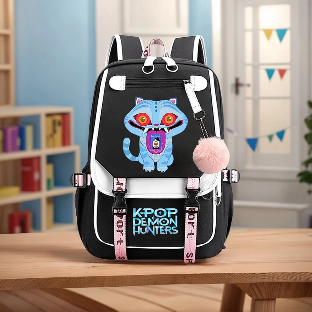 2025 K-Pop Demon Slayer Backpack Print Cartoon Rumi Mira Zoey Backpack Up to 20L Large Capacity Student School Bag for Teenegers